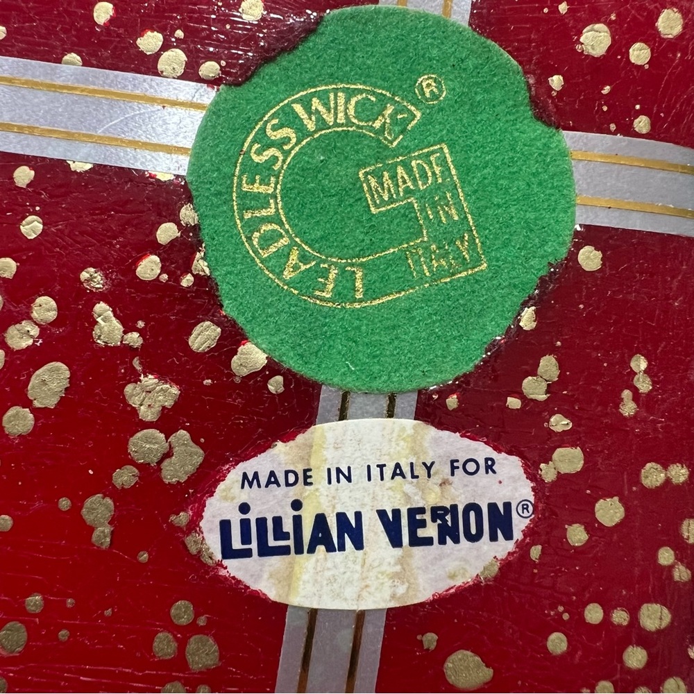 Vintage Lillian Vernon Leadless Candle Holiday package gift Green Leaves Italy - Picture 3 of 11